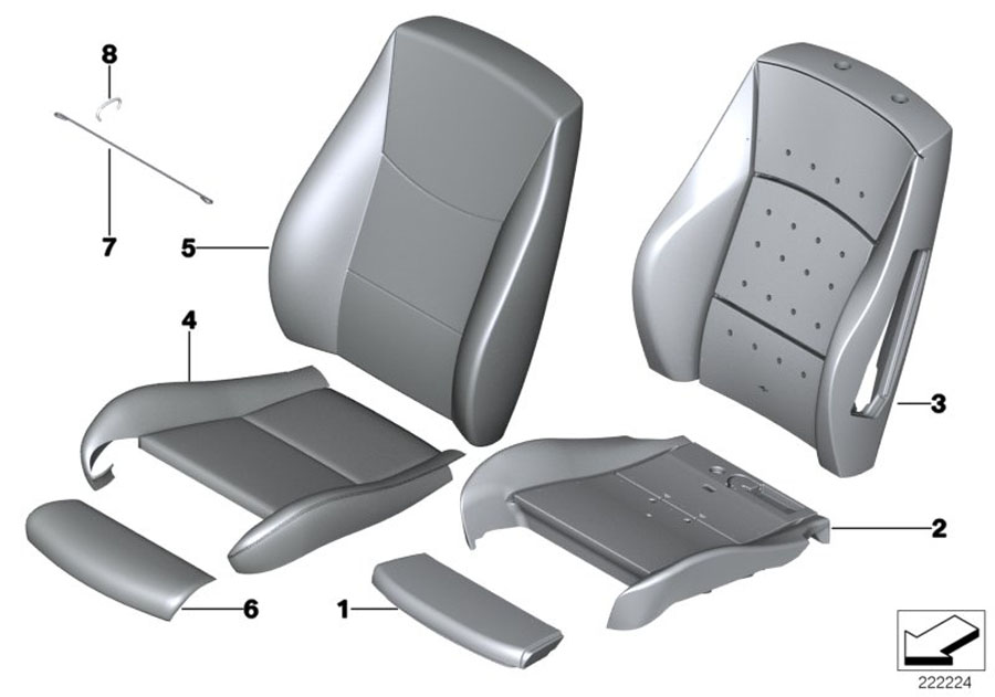 Diagram Seat, front, uphlstry, cover, Sport seat for your 2007 BMW M6   