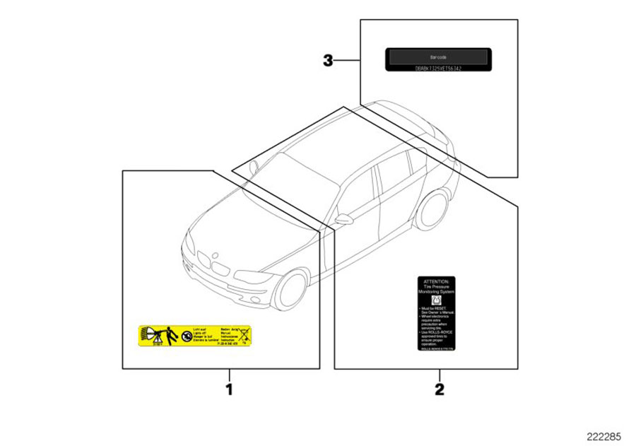 Diagram Various notice stickers for your BMW 650iX  