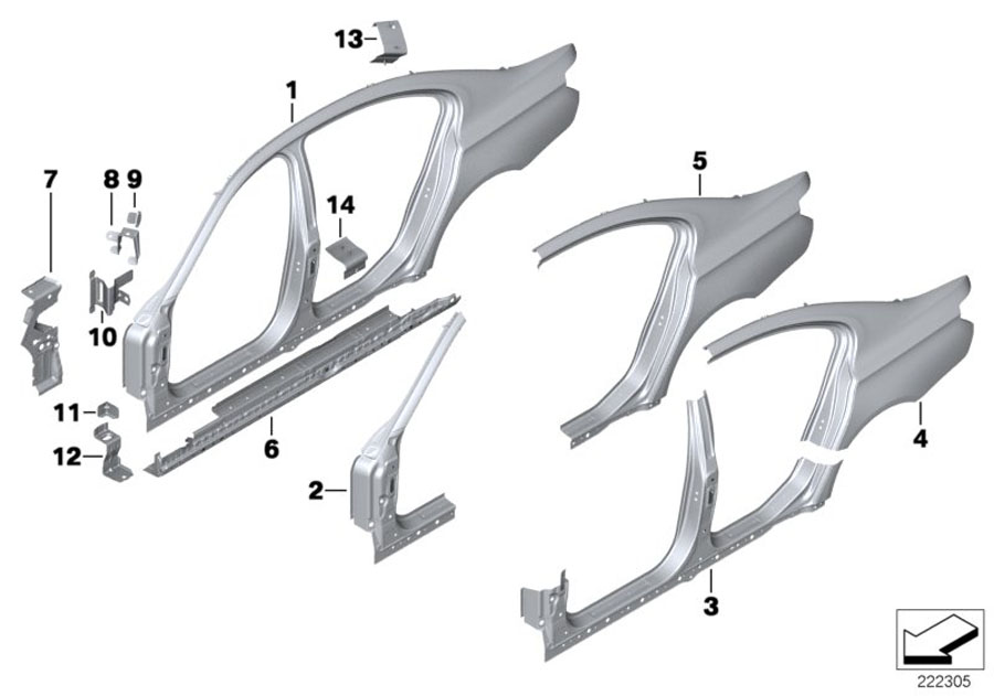 Diagram Body-side frame for your 2013 BMW 750Li   