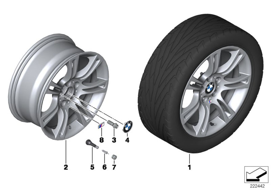 Le diagramme Roue all. BMW M rayons doubl. 350 - 18"" pour votre BMW M6  
