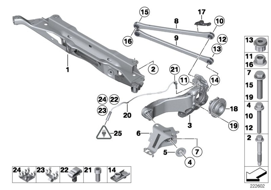 Diagram Rr axle support, wheel susp.,whl bearing for your MINI