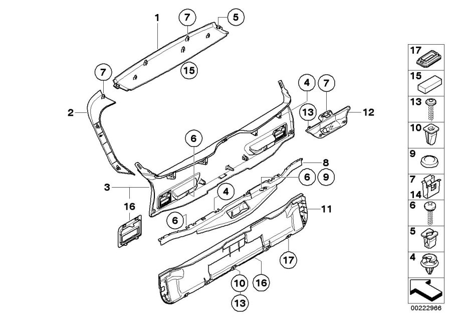 Diagram Trunk lid trim panel for your BMW