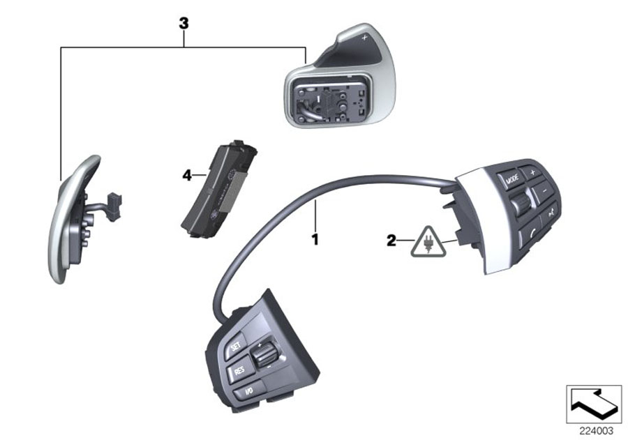 Diagram Switches and electronics, steering wheel for your 2015 BMW 750iX   