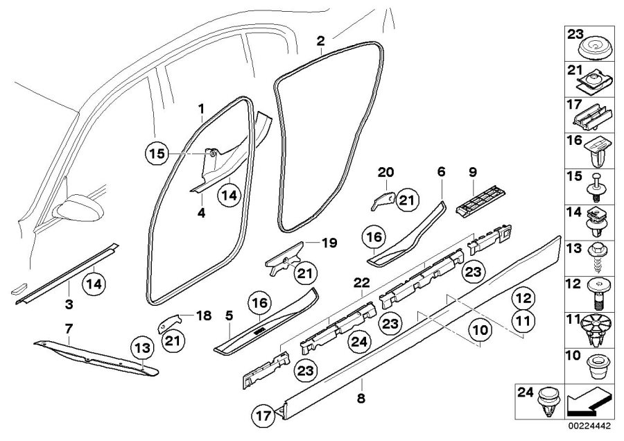 Diagram Edge protector / Trim for entry for your 2009 BMW Z4   