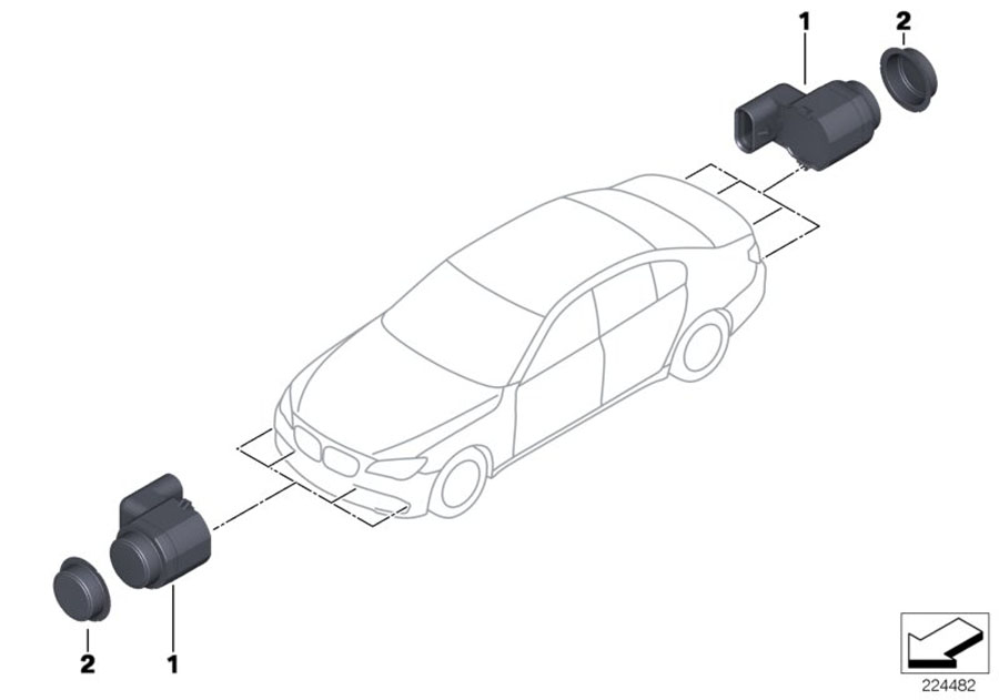 BMW 535dX Ultrasonic sensor, San Marino Blue. WB51 - 66209279952 ...