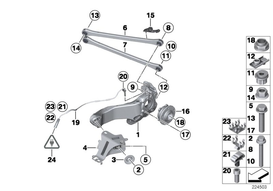 Diagram Rr axle support, wheel susp.,whl bearing for your MINI