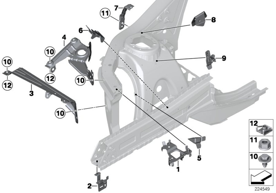 Diagram FRONT BODY BRACKET RIGHT for your 2018 BMW X2 28i  