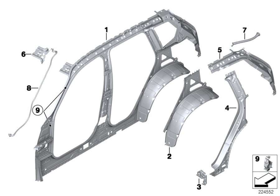 Diagram SINGLE COMPONENTS FOR BODY-SIDE FRAME for your 2007 BMW M6   