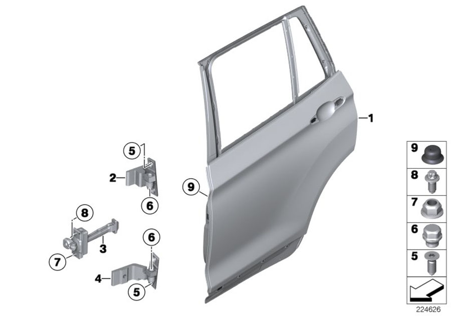 Diagram Rear door - hinge/door brake for your 1988 BMW M6   