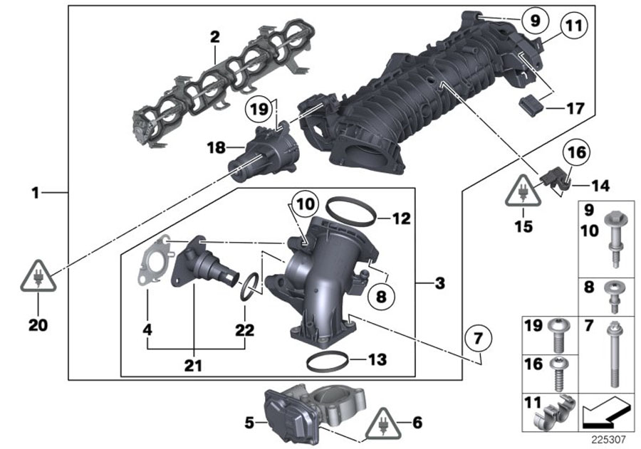 Diagram Intake manifold AGR with flap control for your 1987 BMW M3   