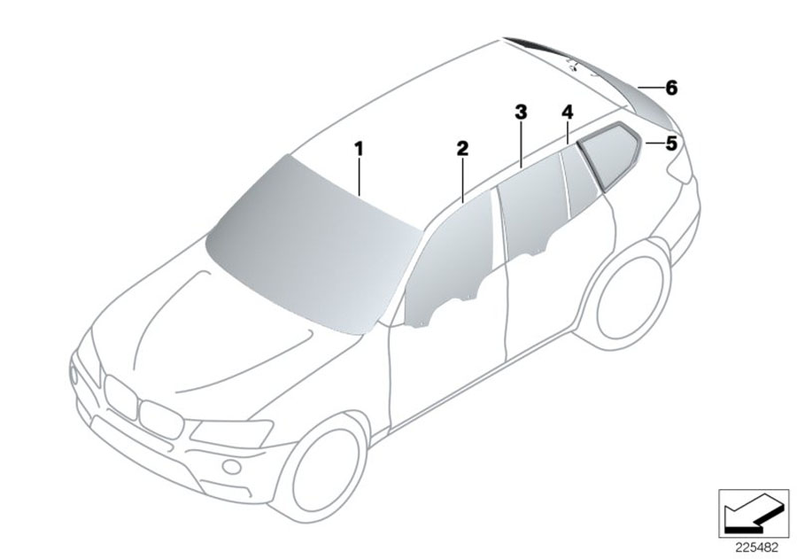 Diagram GLAZING for your 2008 BMW X3   