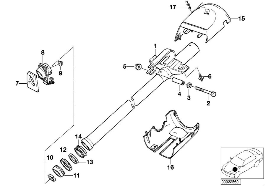 Diagram Fixed steering column tube for your BMW