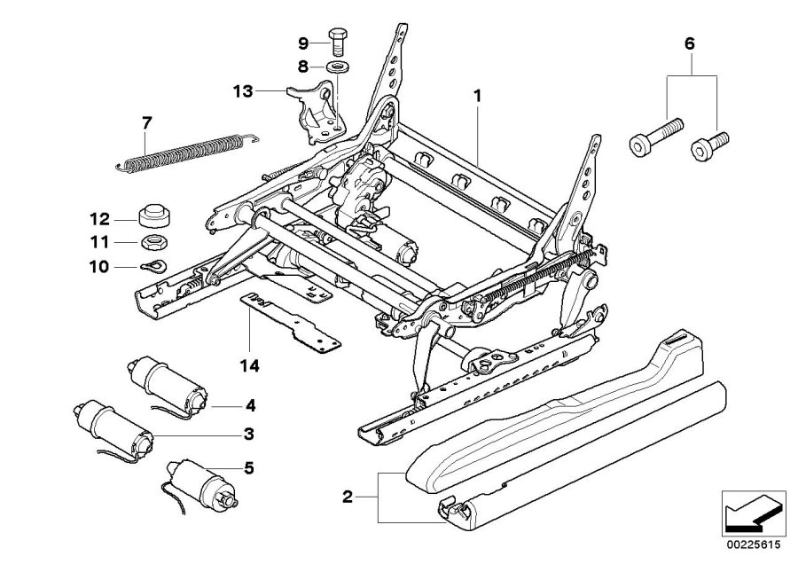 Diagram Front seat rail ELECTRICAL/SINGLE parts for your 2006 BMW M6   