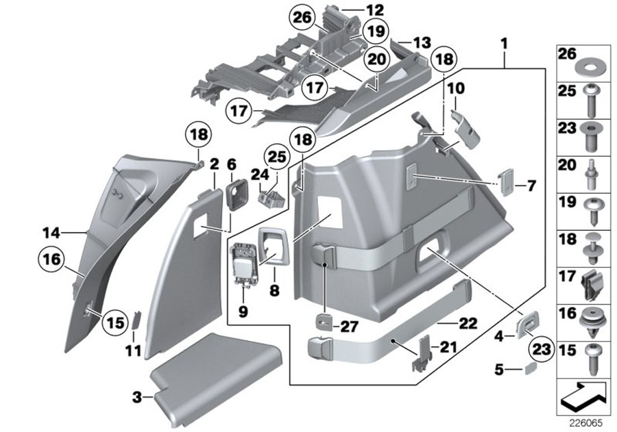 Diagram Left trunk trim for your 2012 BMW M6   