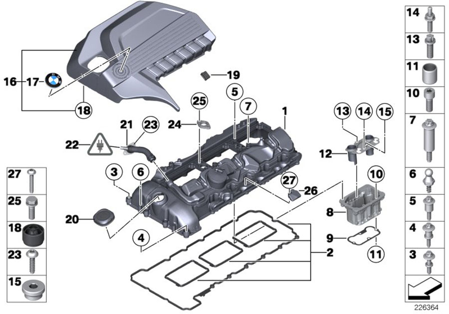 Diagram Cylinder head cover for your 1987 BMW 528e   