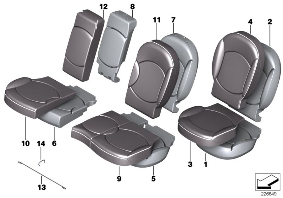 Diagram Seat, rear, uphlstry/cover, load-through for your MINI