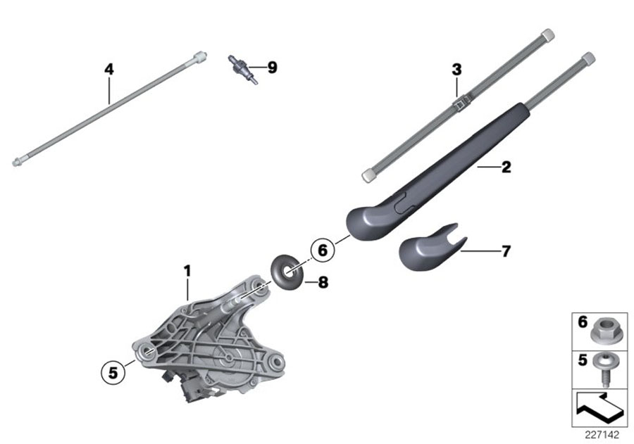 Diagram SINGLE PARTS FOR REAR WINDOW CLEANING for your 2007 BMW M6   