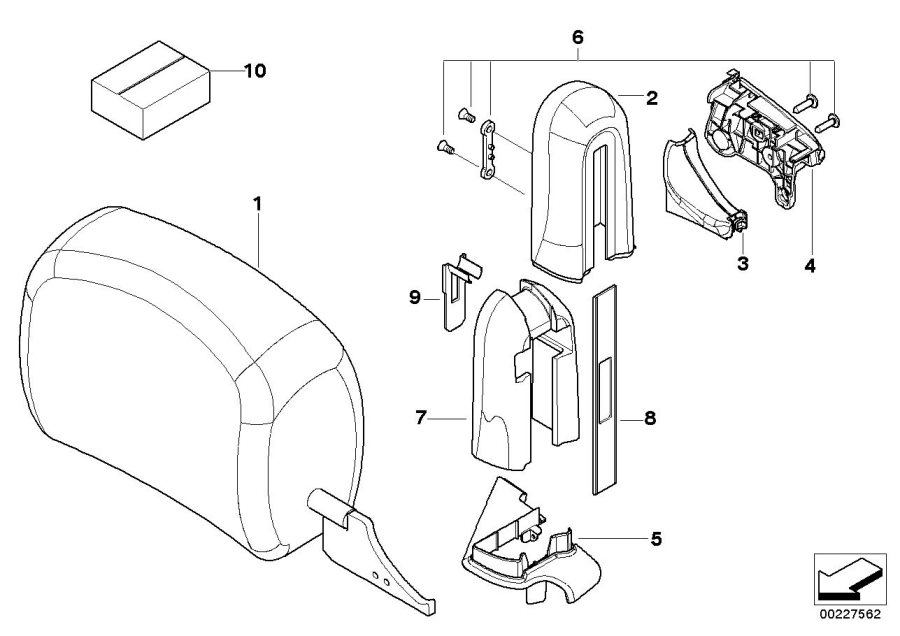 Diagram Seat, front, head restraint, Sport seat for your 1988 BMW M6   