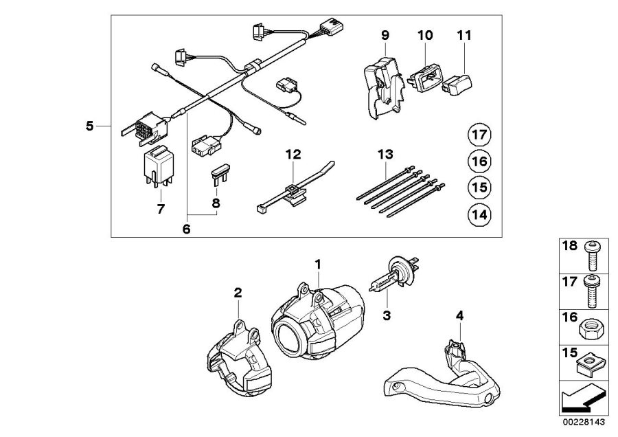 Diagram Installing set additional headlight for your 2010 BMW G650GS   