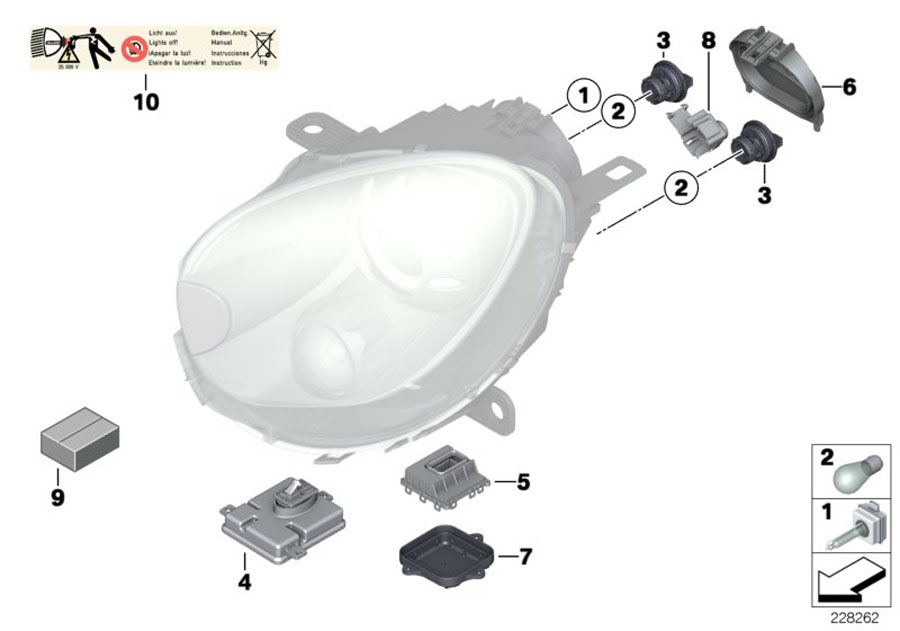 Diagram Single components f headlight Xenon/ALC for your MINI