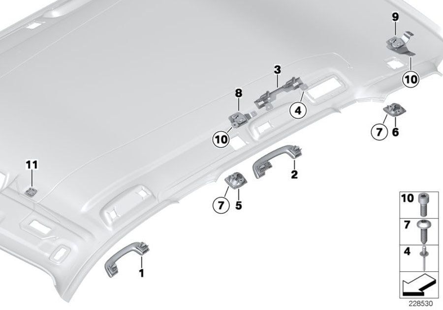 Diagram Mounting parts, roof antenna for your 2011 BMW 750i   