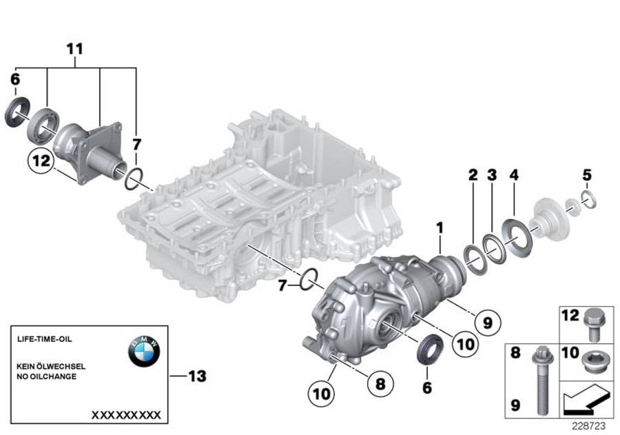 Diagram Front diff., components, all-wheel for your 1988 BMW M6   