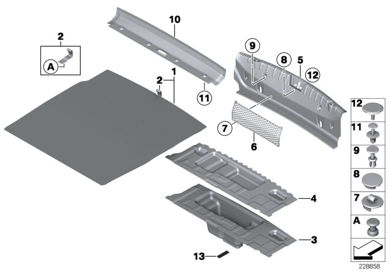 Diagram Trim panel, trunk floor for your 2018 BMW 640i   