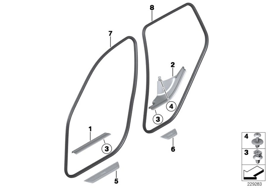 Diagram Edge protector / Trim for entry for your BMW X3  