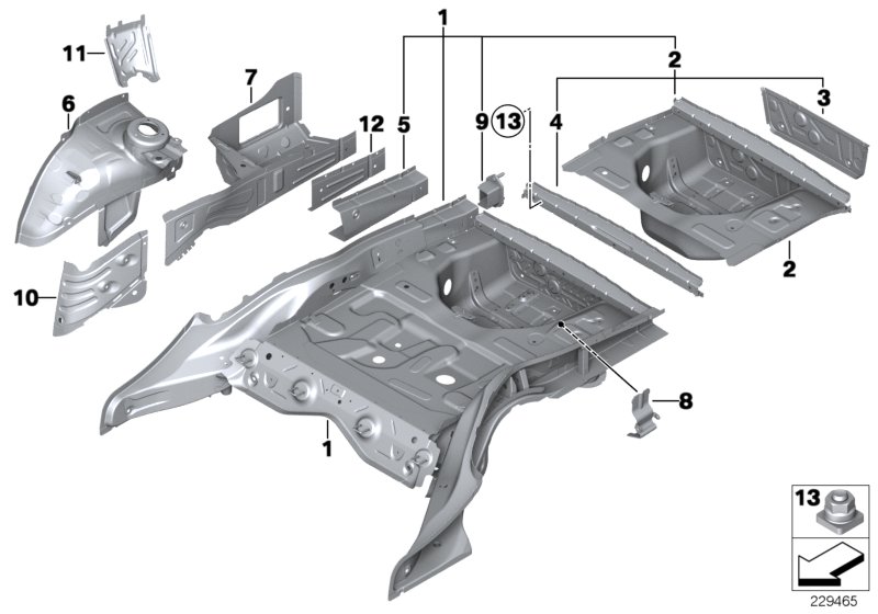 Diagram FLOOR PANEL TRUNK/WHEEL HOUSING REAR for your 2010 BMW 650i   