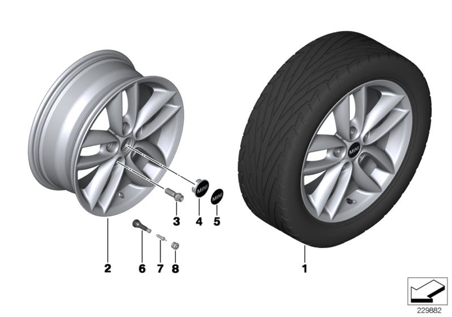 Diagram MINI LA wheel 5-Star Double Spoke 124 for your MINI