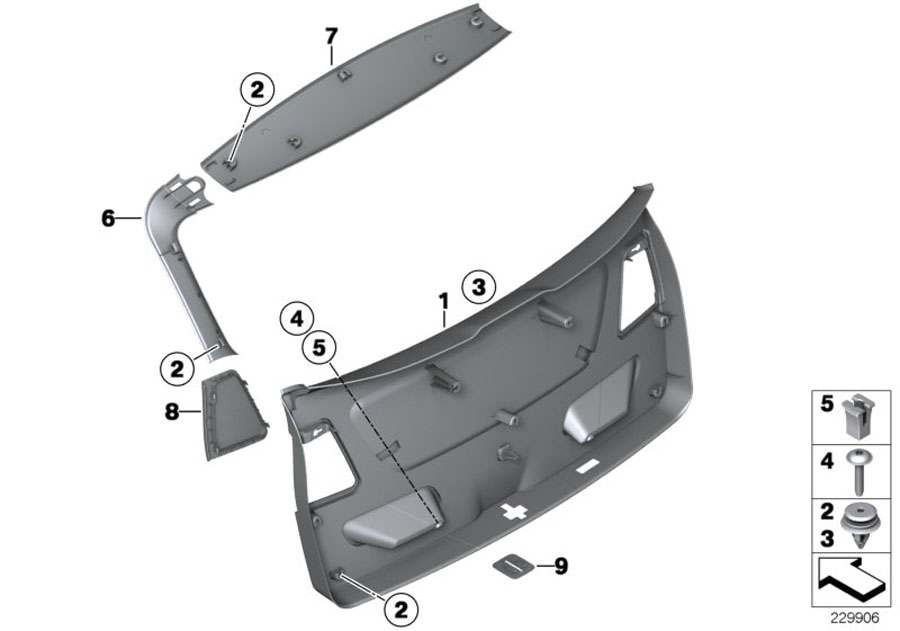 Diagram TRUNK LID TRIM PANEL for your BMW