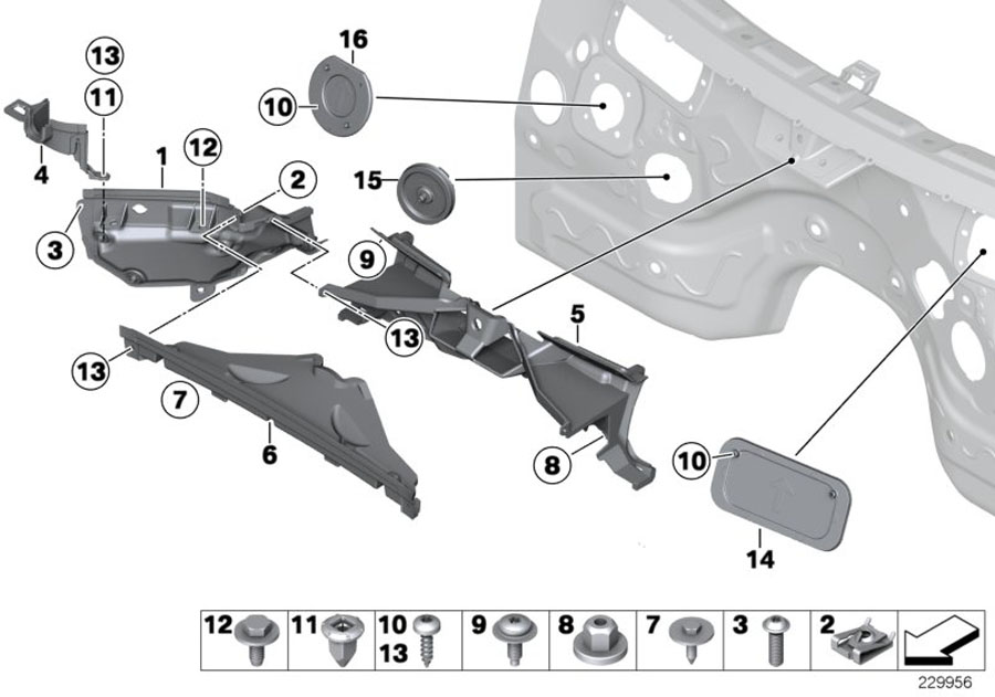 Diagram Mounting parts, engine compartment for your 2024 BMW X1   