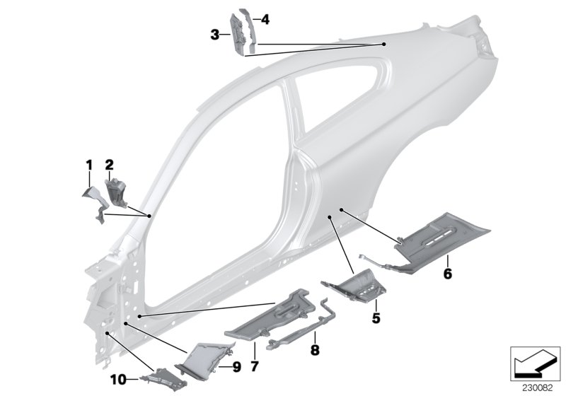 Diagram Cavity shielding, side frame for your BMW