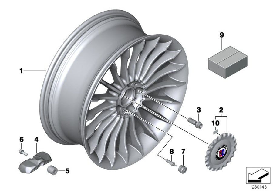 Diagram Disk wheel, light-alloy Classic 21" for your 1995 BMW
