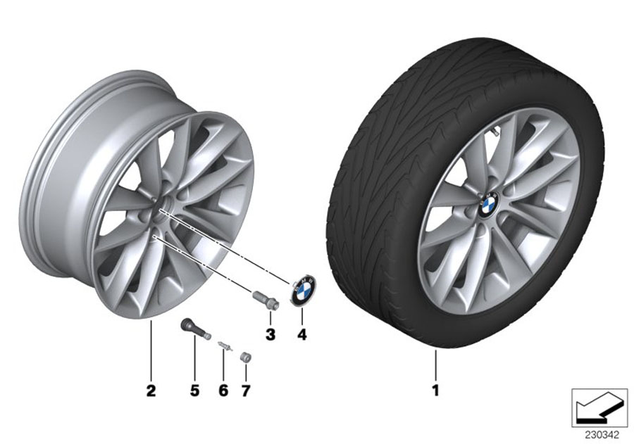 Diagram BMW LA wheel, V Spoke 307 for your 2018 BMW X4   