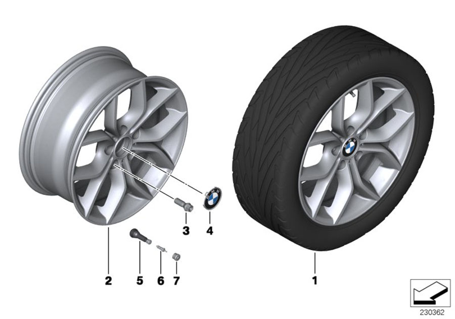 Diagram BMW LA wheel Y Spoke 308 for your BMW