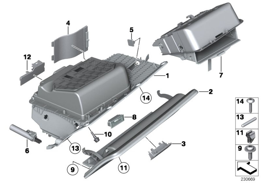 Diagram GLOVE BOX for your 2010 BMW M6   