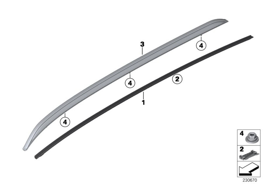 Diagram Roof moulding/Roof rail for your 2015 BMW 740i   