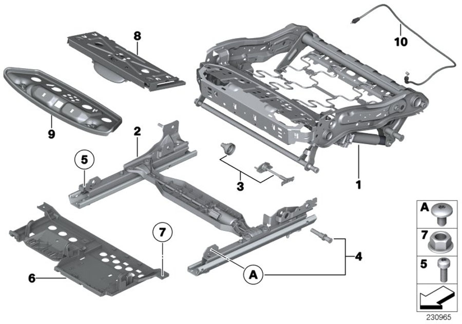 Diagram Seat, front, seat frame for your 2007 BMW M6   