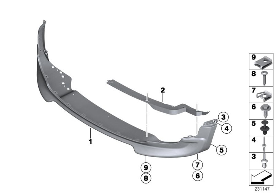 Diagram Front trim JCW Aerodynamic Package for your MINI