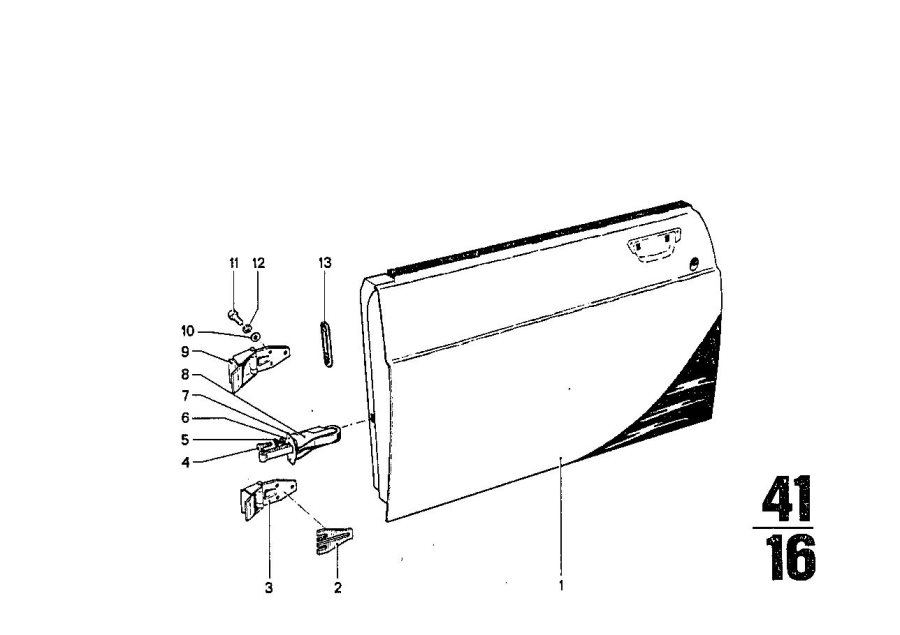 Diagram Front DOOR-HINGE/DOOR brake for your 1973 BMW 3.0S Bavaria   