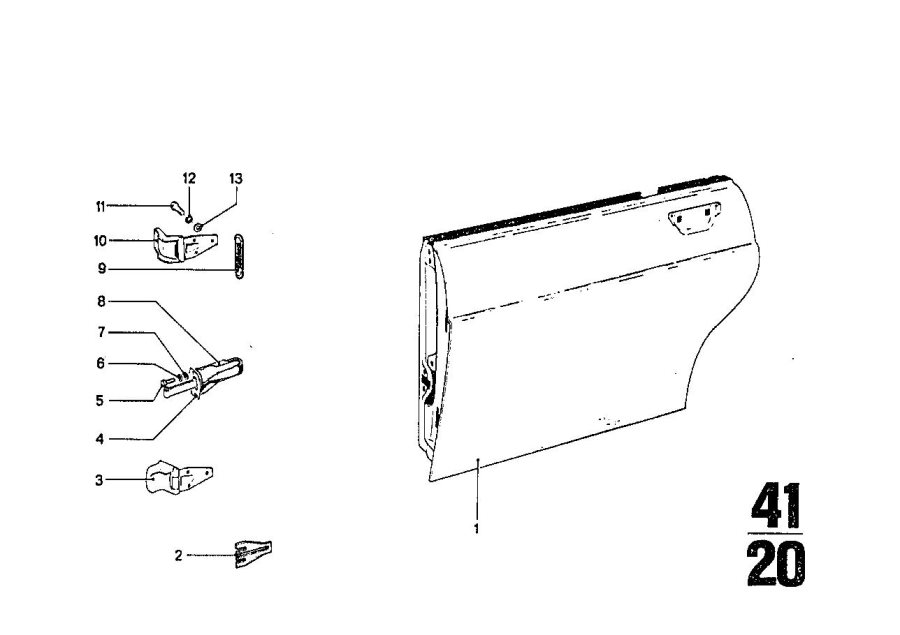 Diagram Rear door - hinge/door brake for your BMW 3.0S Bavaria  