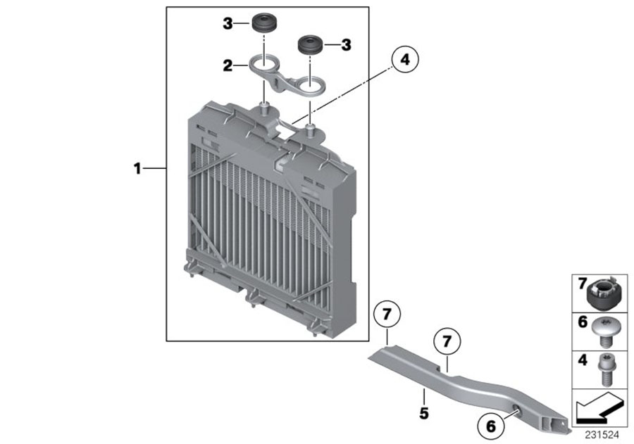 Diagram Auxiliary radiator, wheelhousing for your BMW