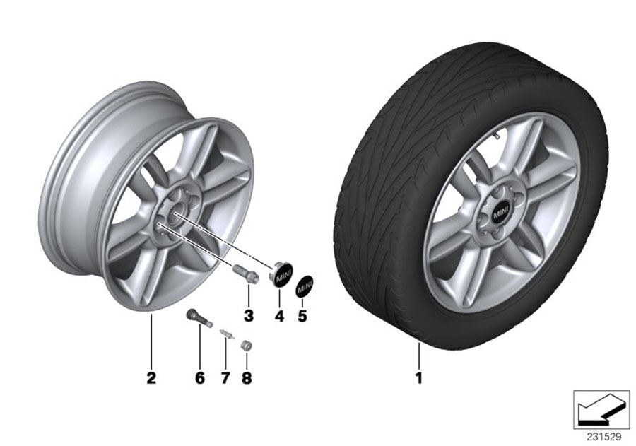 Diagram MINI LA wheel 6 Star Twin Spoke 119 for your MINI