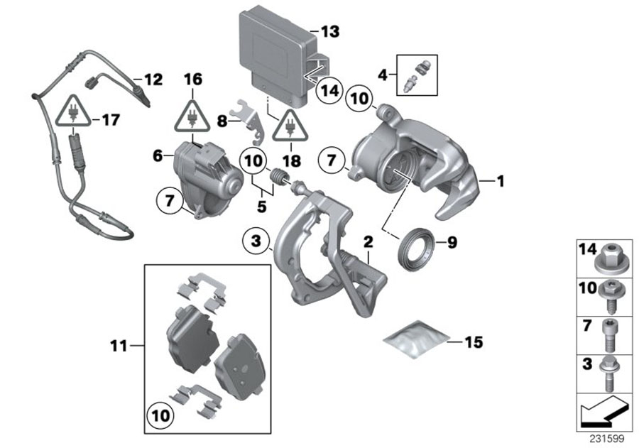 Le diagramme Frein de roue arrière - boîtier EMF pour votre BMW