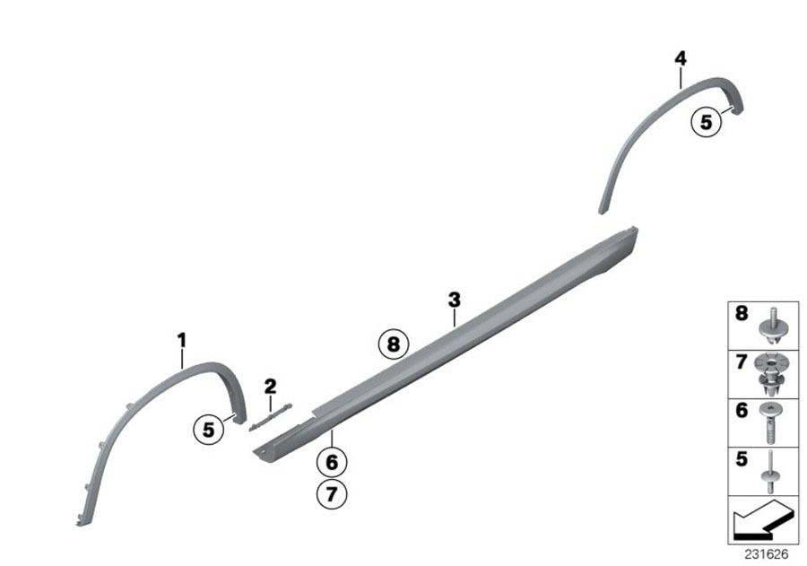 Diagram M cover for rocker panel / wheel arch for your 1988 BMW M6   