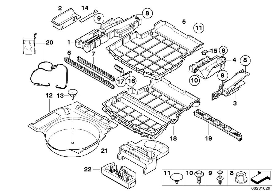 Diagram Trunk floor compartment for your 1988 BMW M6   