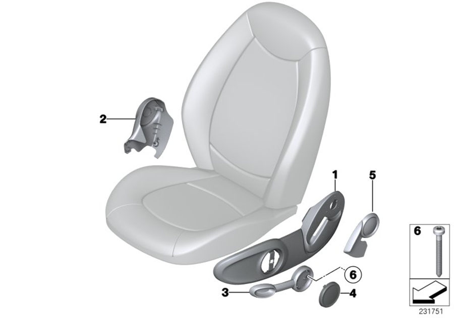 Diagram SEAT FRONT SEAT COVERINGS for your MINI