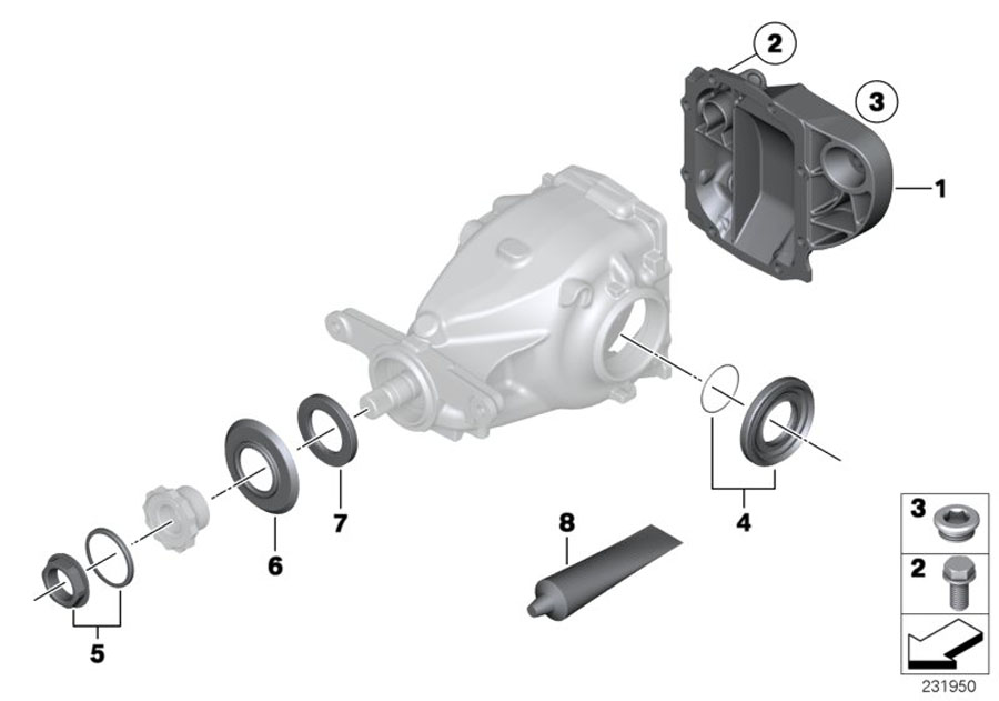 Diagram Final drive, gasket set, 4-wheel for your 2004 BMW X5   