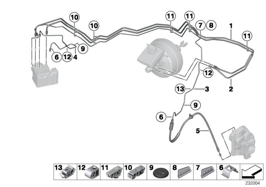 Diagram Brake pipe, front for your 2008 BMW X3   